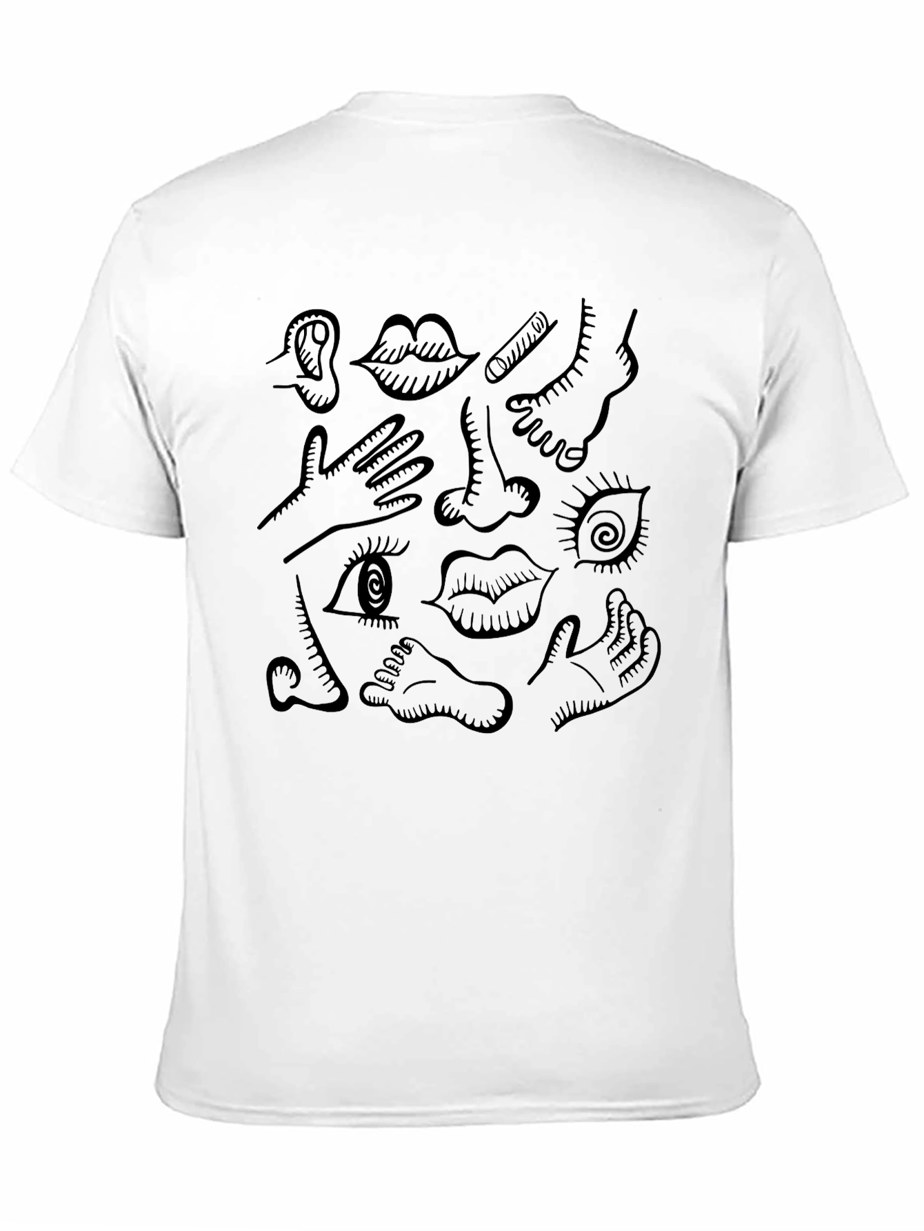 Body Parts Graphic Print T-Shirt - Black