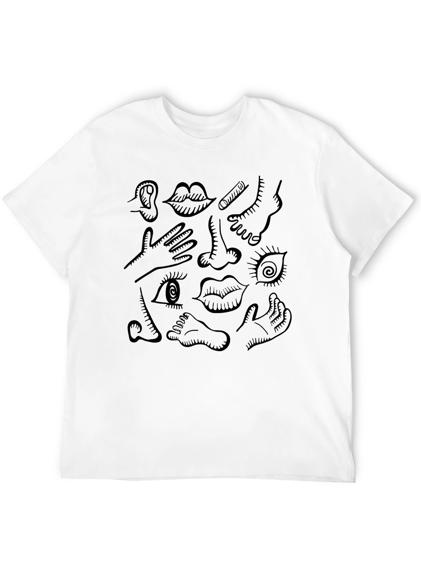 Body Parts Graphic Print T-Shirt - Black