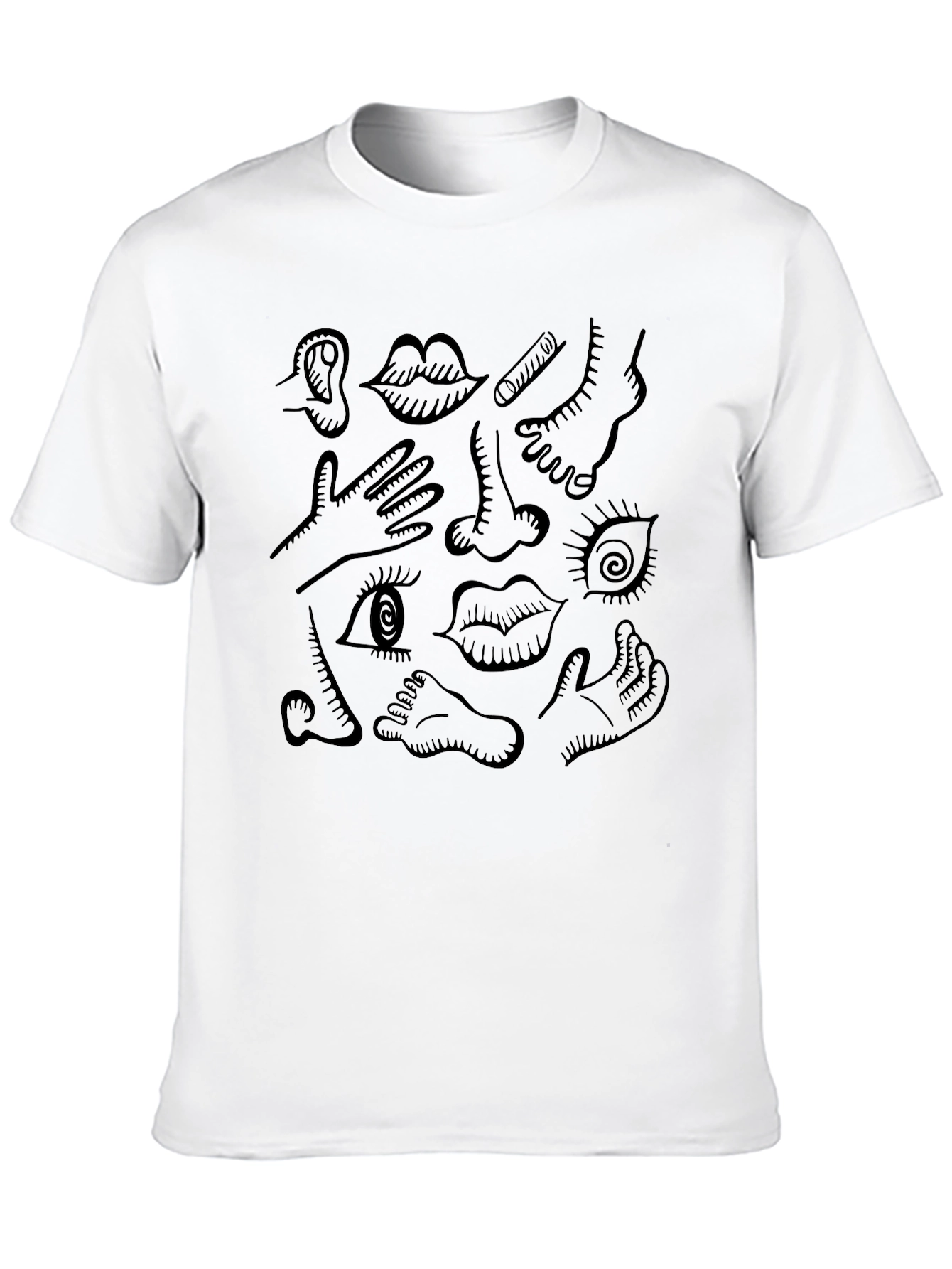 Body Parts Graphic Print T-Shirt - Black