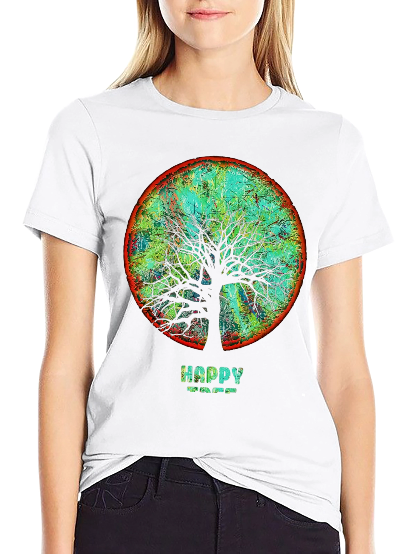 Happy Tree Graphic Tee - Round Design