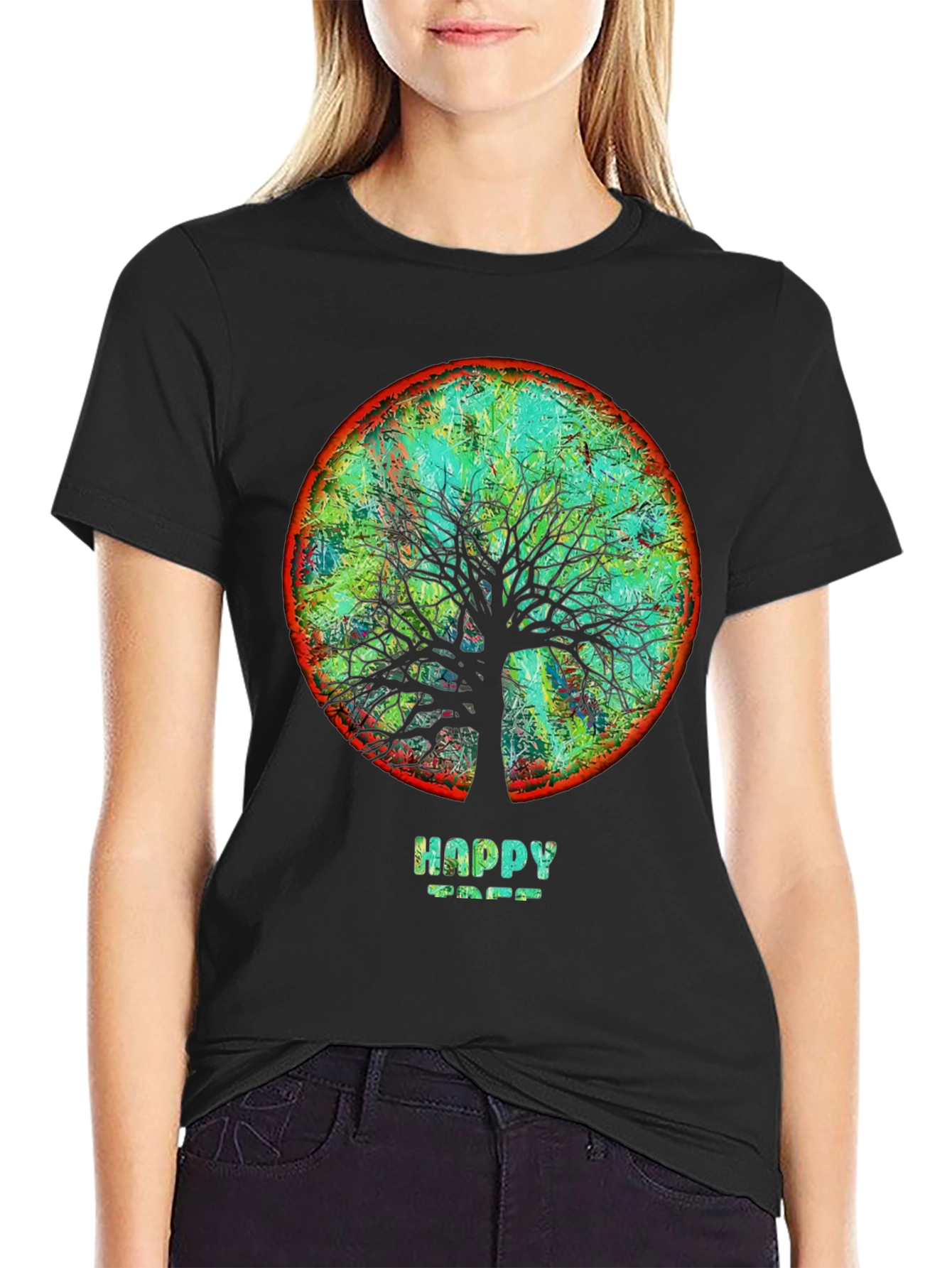 Happy Tree Graphic Tee - Round Design