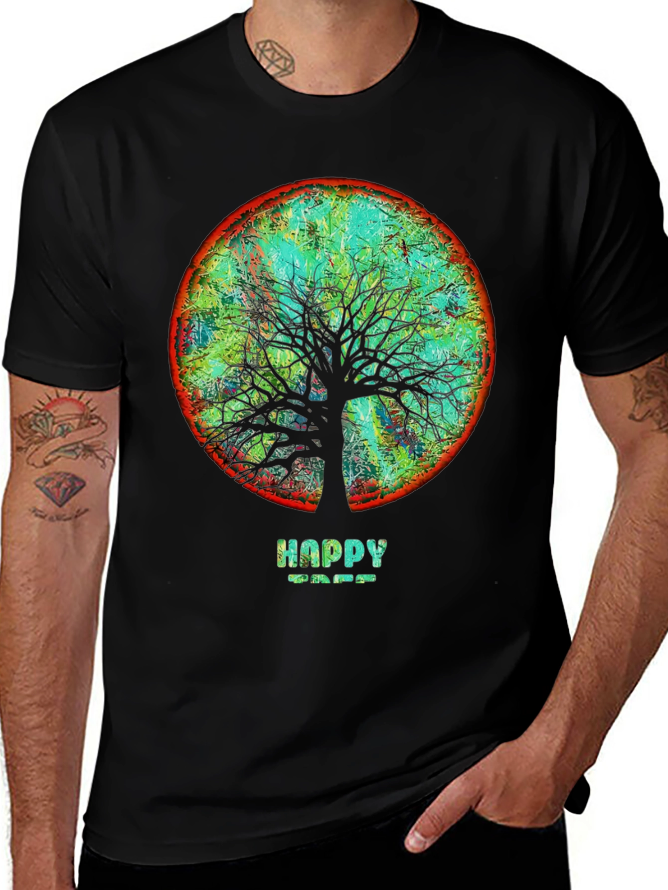 Happy Tree Graphic Tee - Round Design