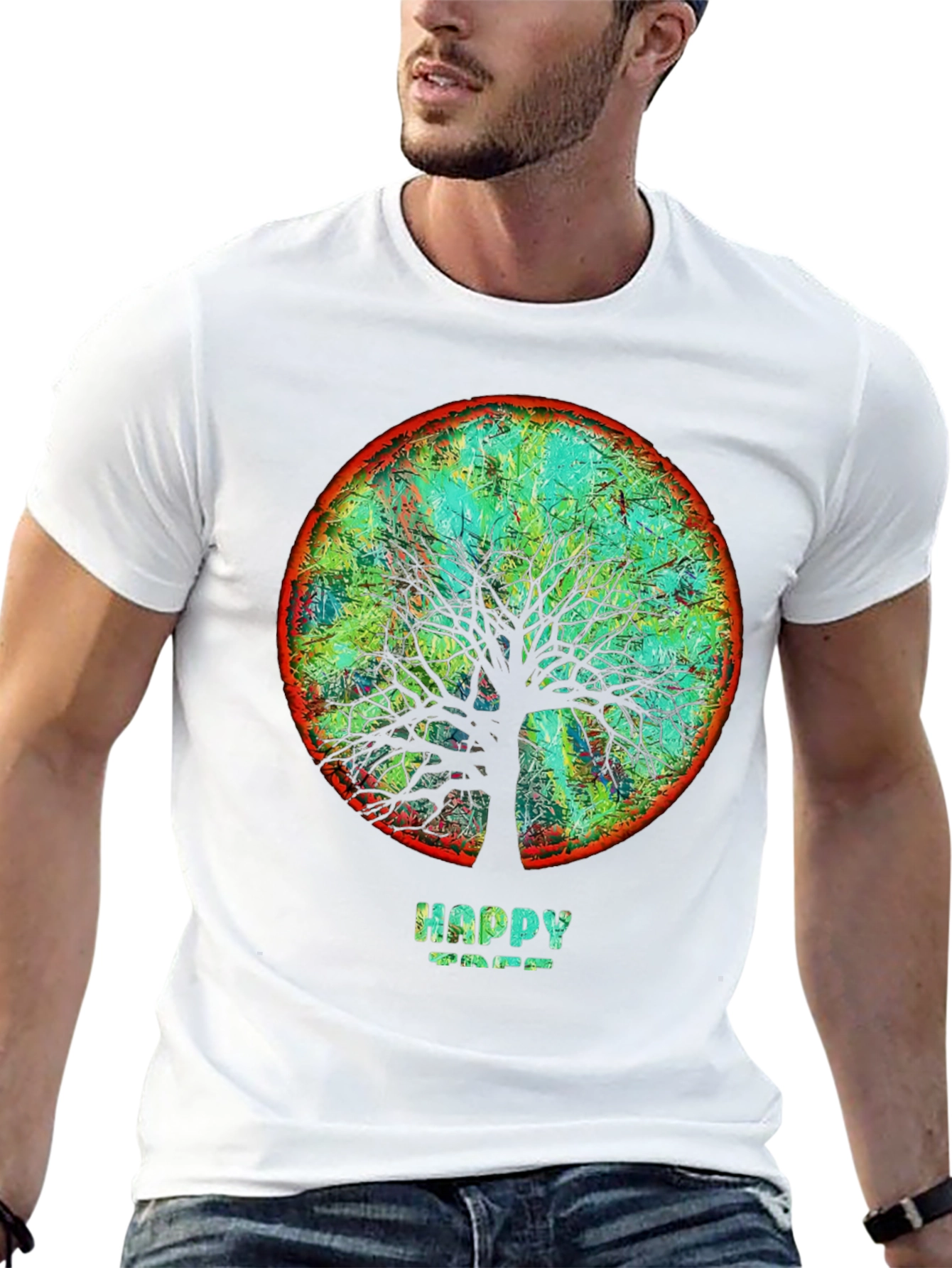 Happy Tree Graphic Tee - Round Design