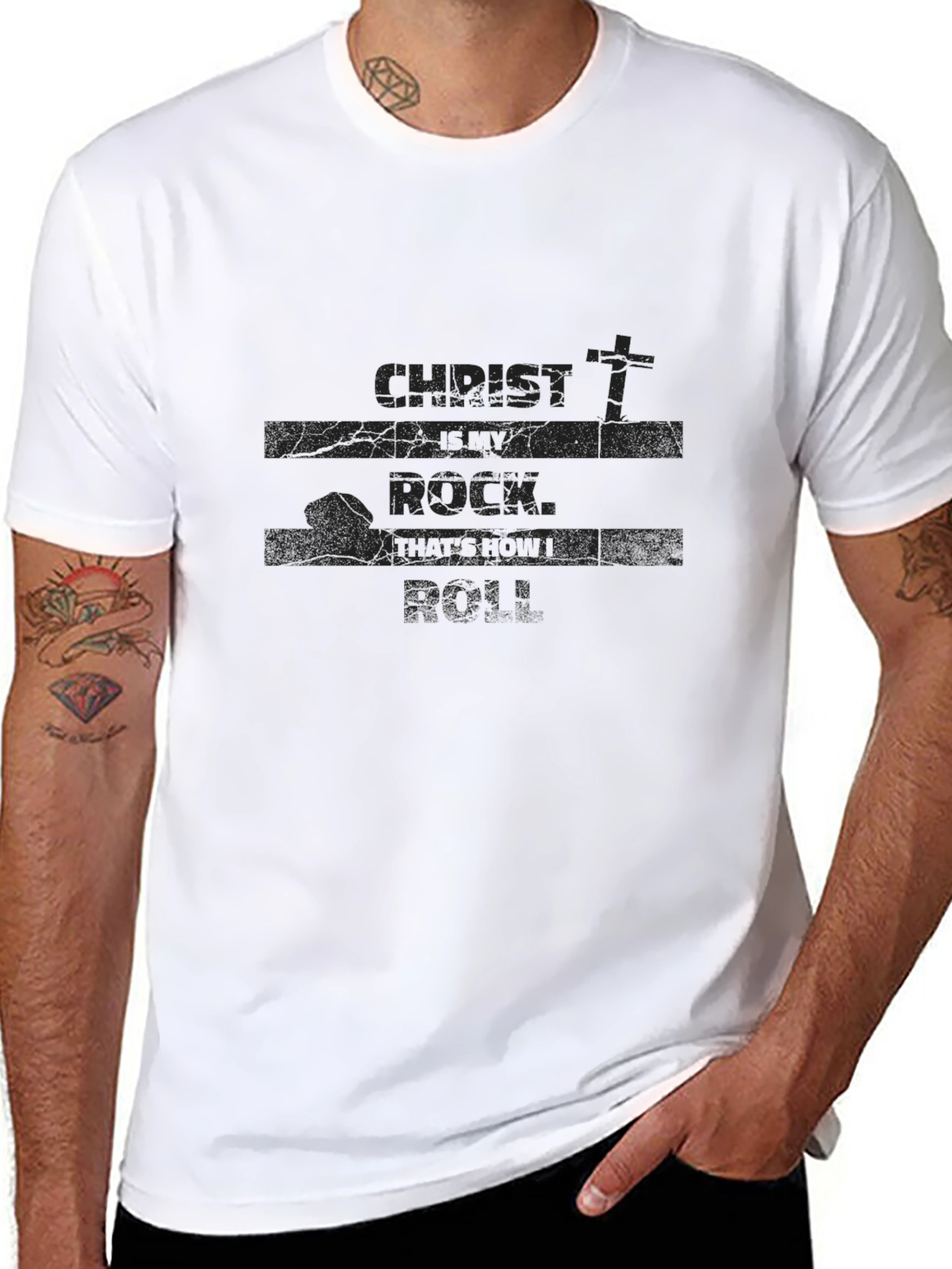 Christ Is My Rock Graphic Black T-Shirt