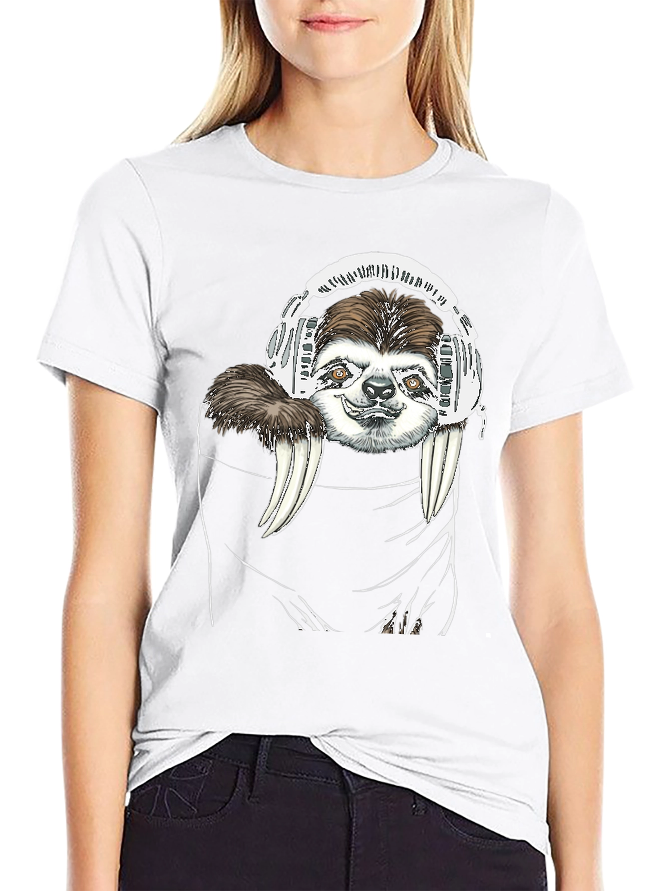 Sloth DJ Black T-Shirt