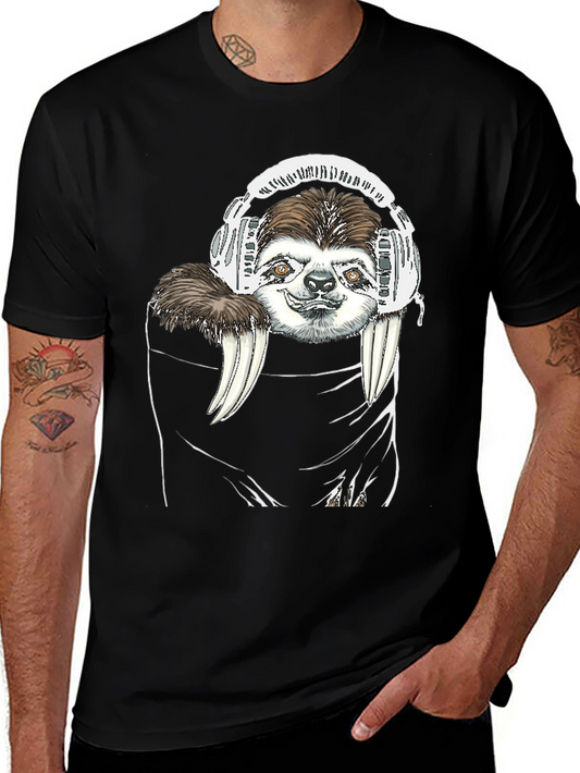 Sloth DJ Black T-Shirt