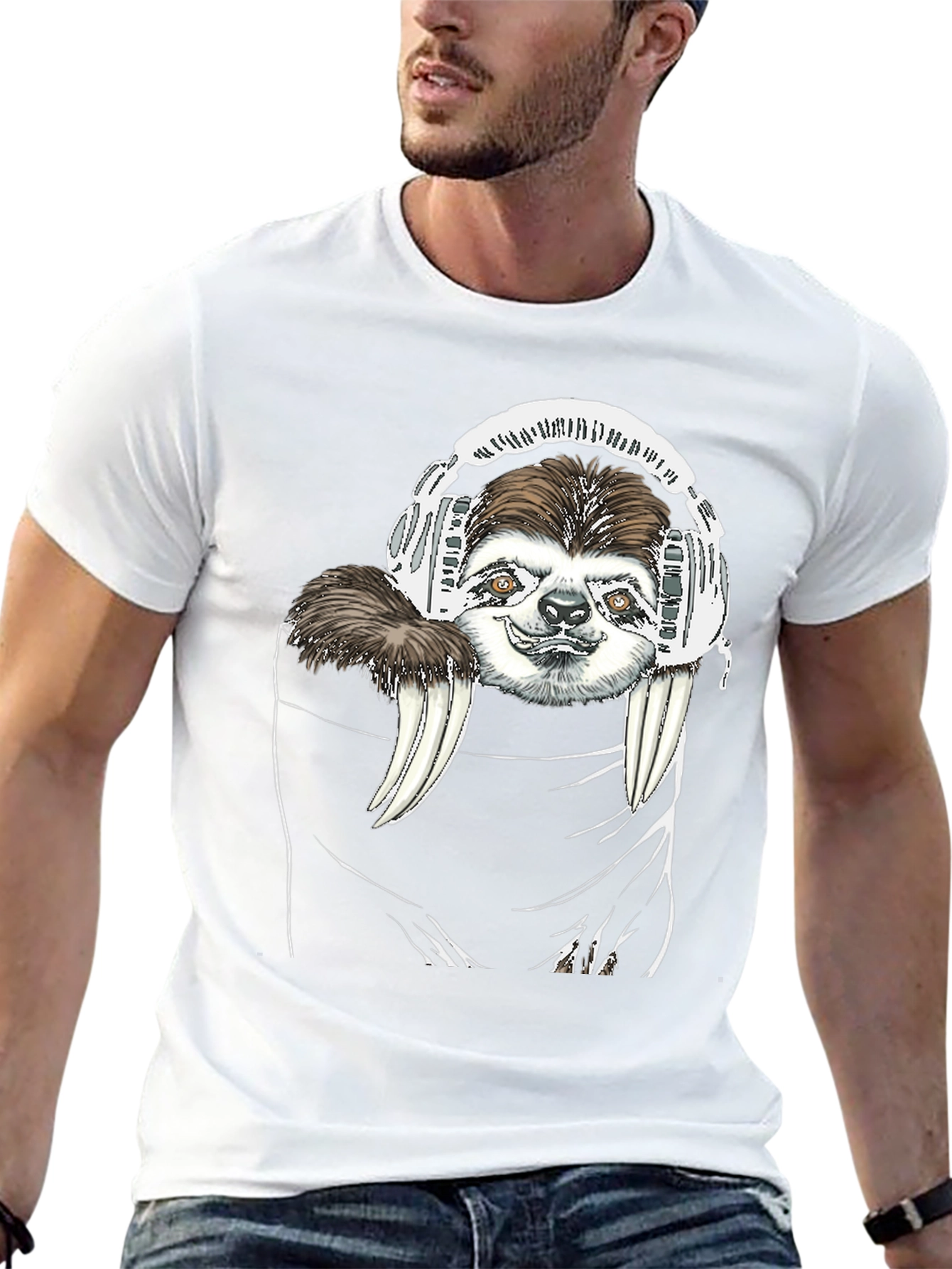 Sloth DJ Black T-Shirt