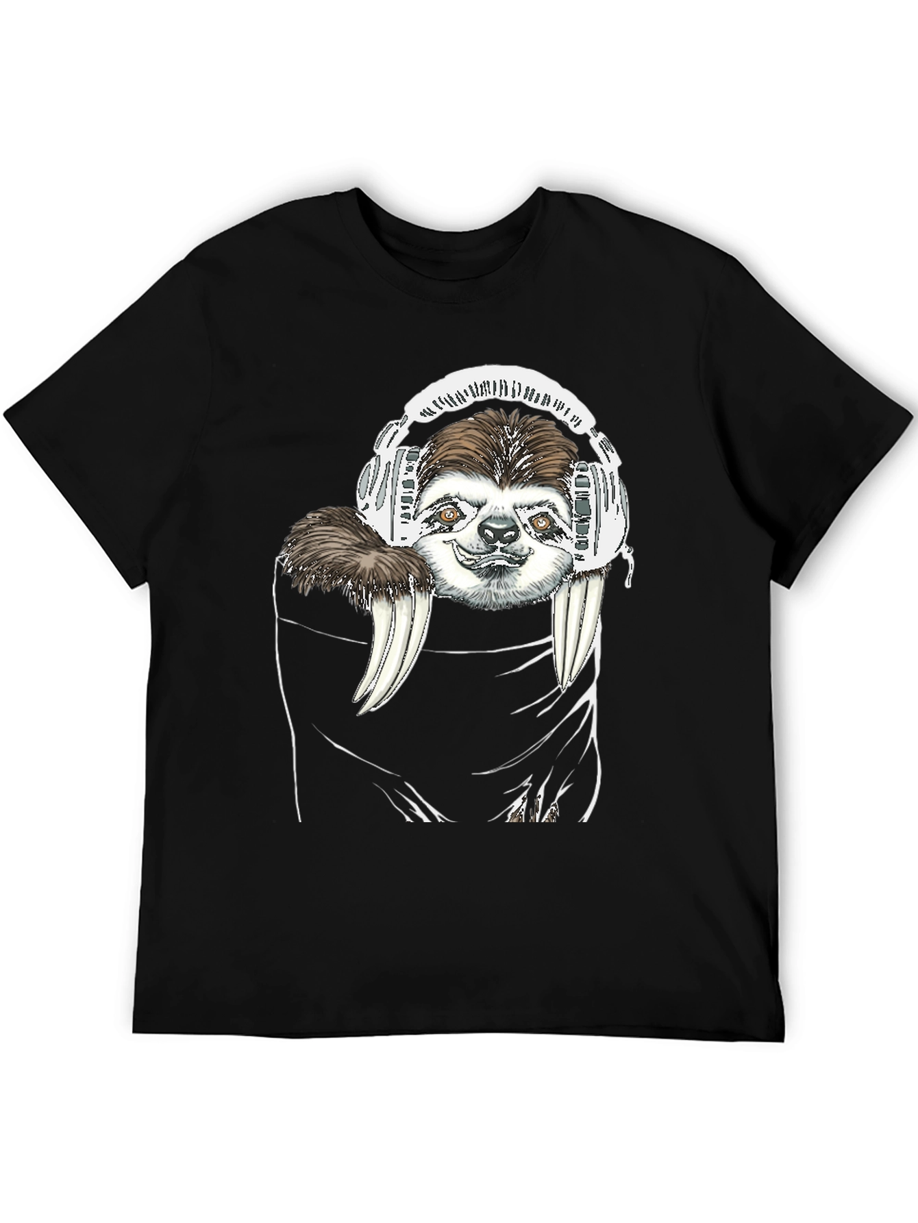 Sloth DJ Black T-Shirt