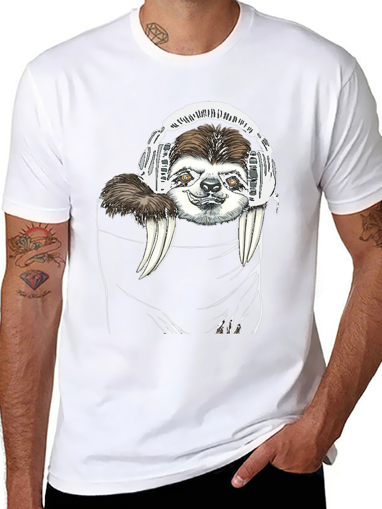 Sloth DJ Black T-Shirt