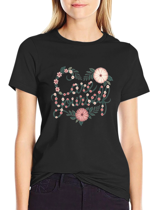 Care Yourself Floral Graphic Tee - Stylish & Comfortable