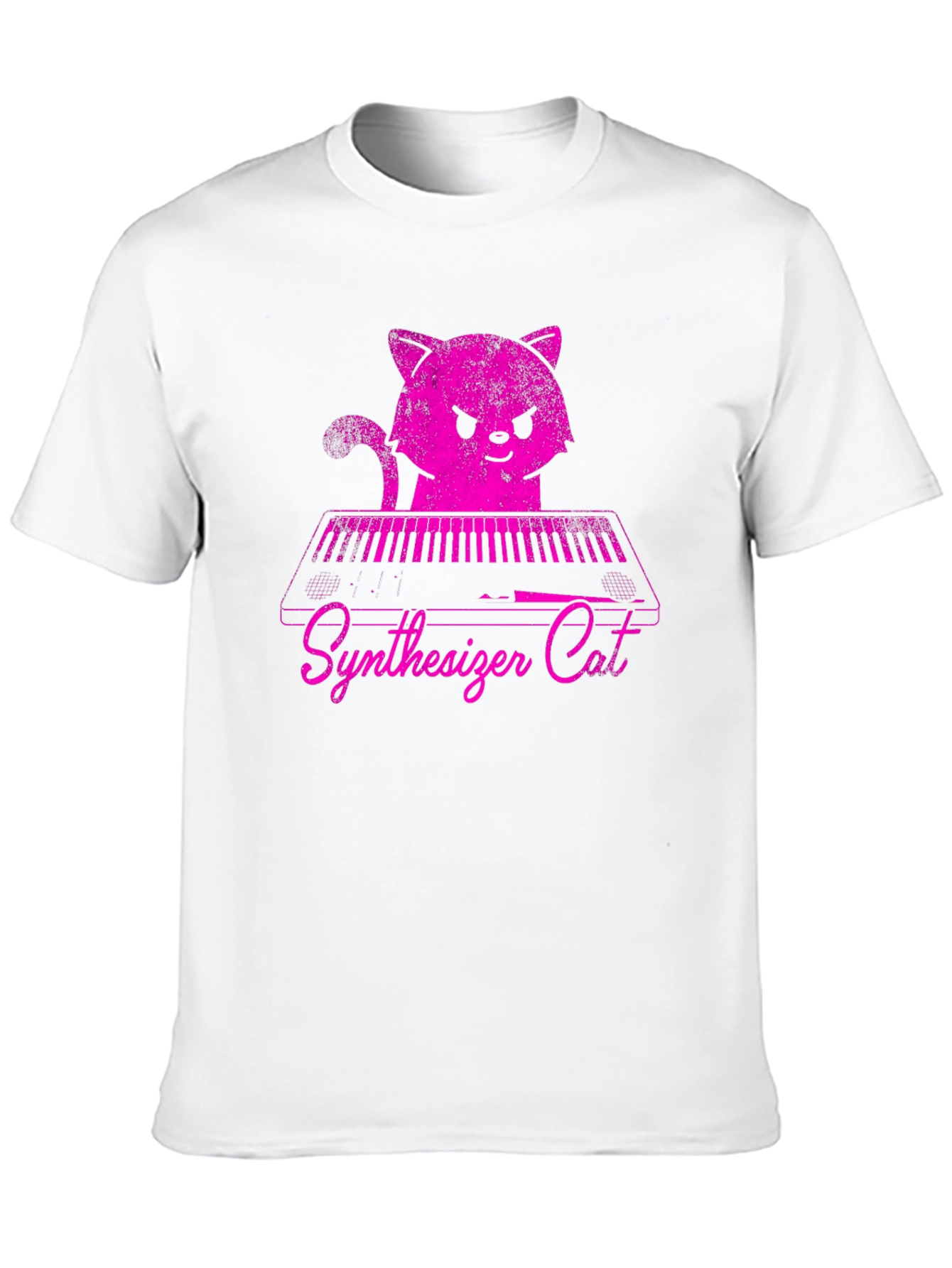 Synthesizer Cat T-Shirt - Pink Graphic Tee