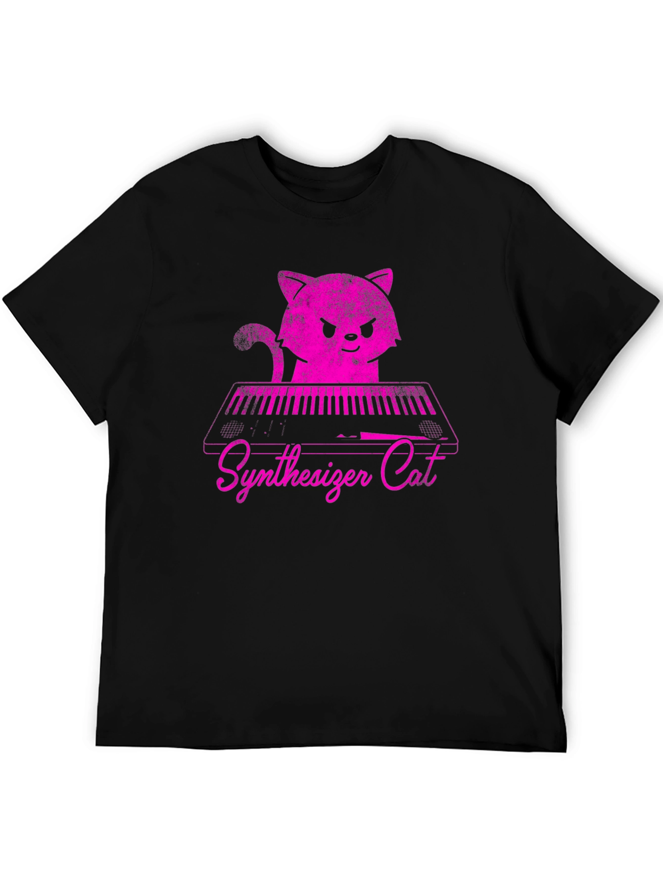 Synthesizer Cat T-Shirt - Pink Graphic Tee