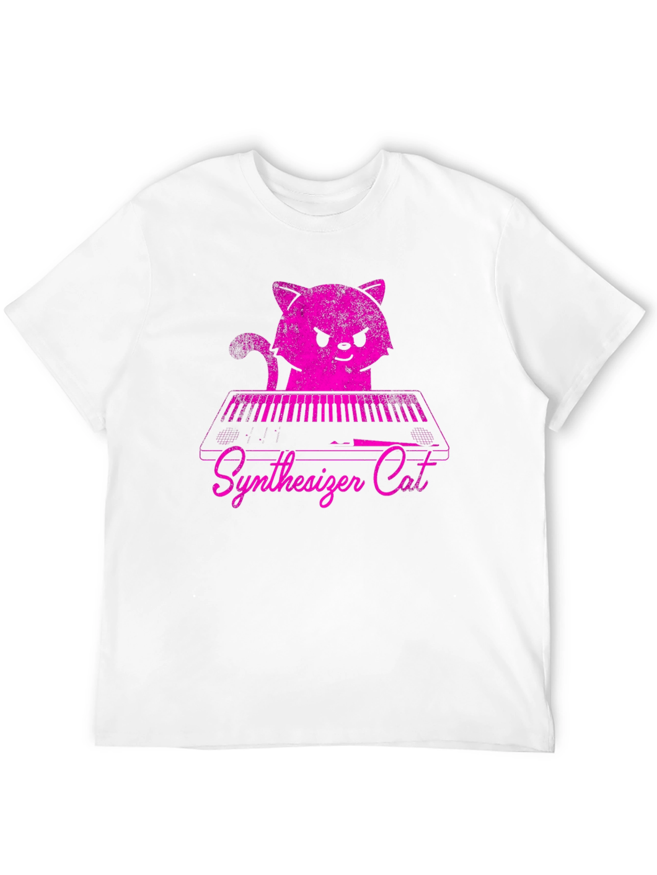 Synthesizer Cat T-Shirt - Pink Graphic Tee