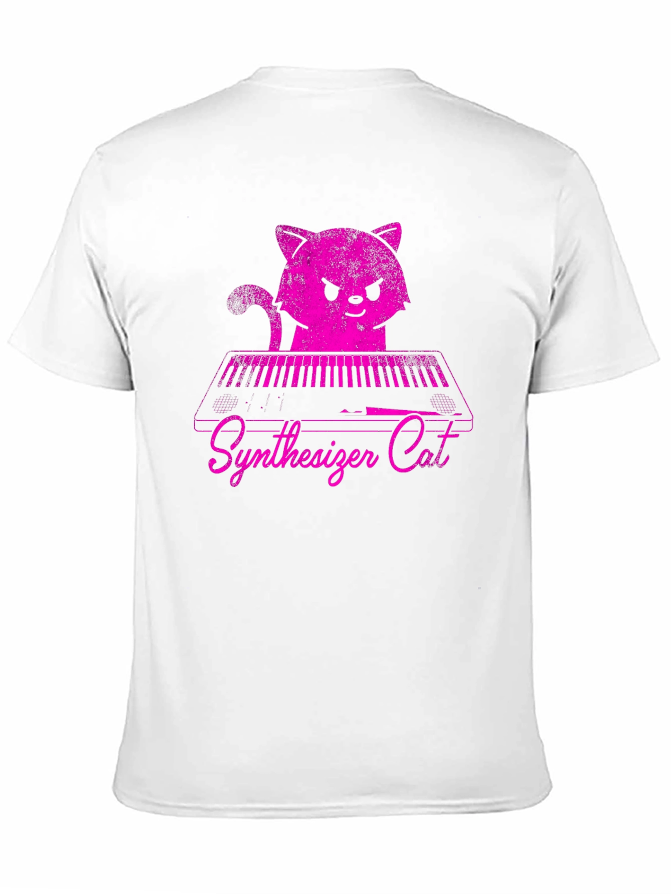 Synthesizer Cat T-Shirt - Pink Graphic Tee