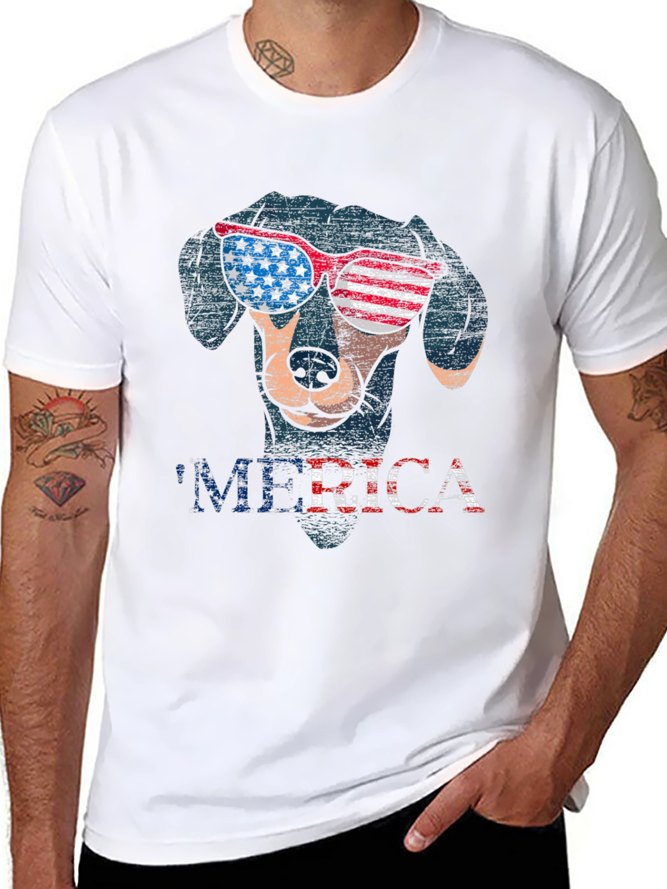Patriotic Dog T-Shirt - Merica Dachshund