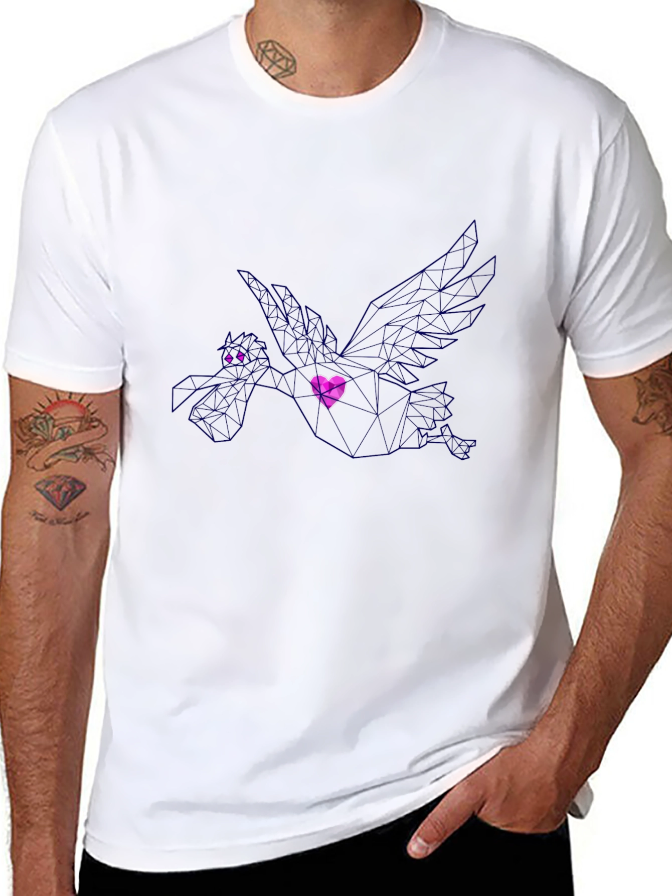 Geometric Stork Heart Graphic Tee