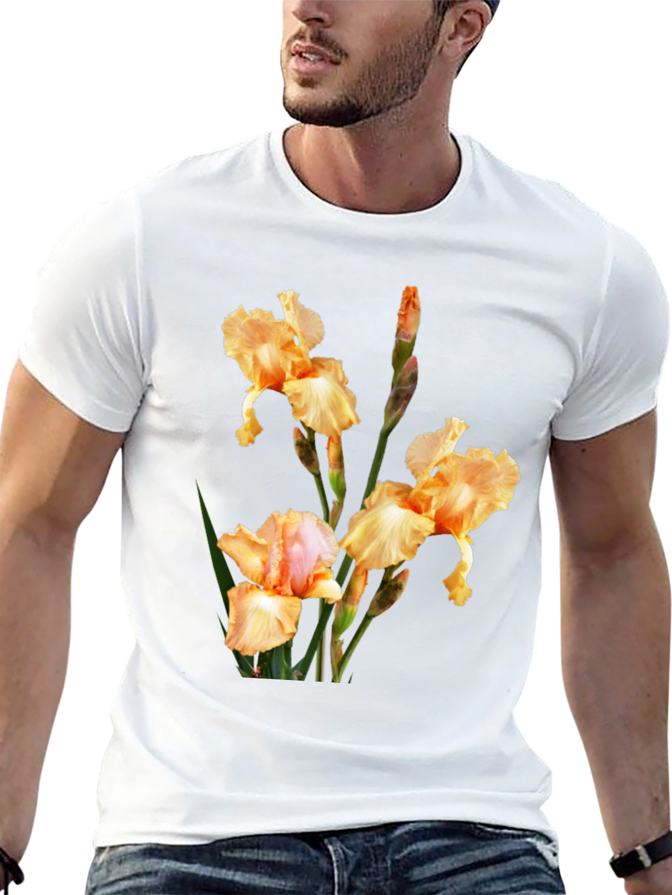 Floral Print T-Shirt - Iris Design