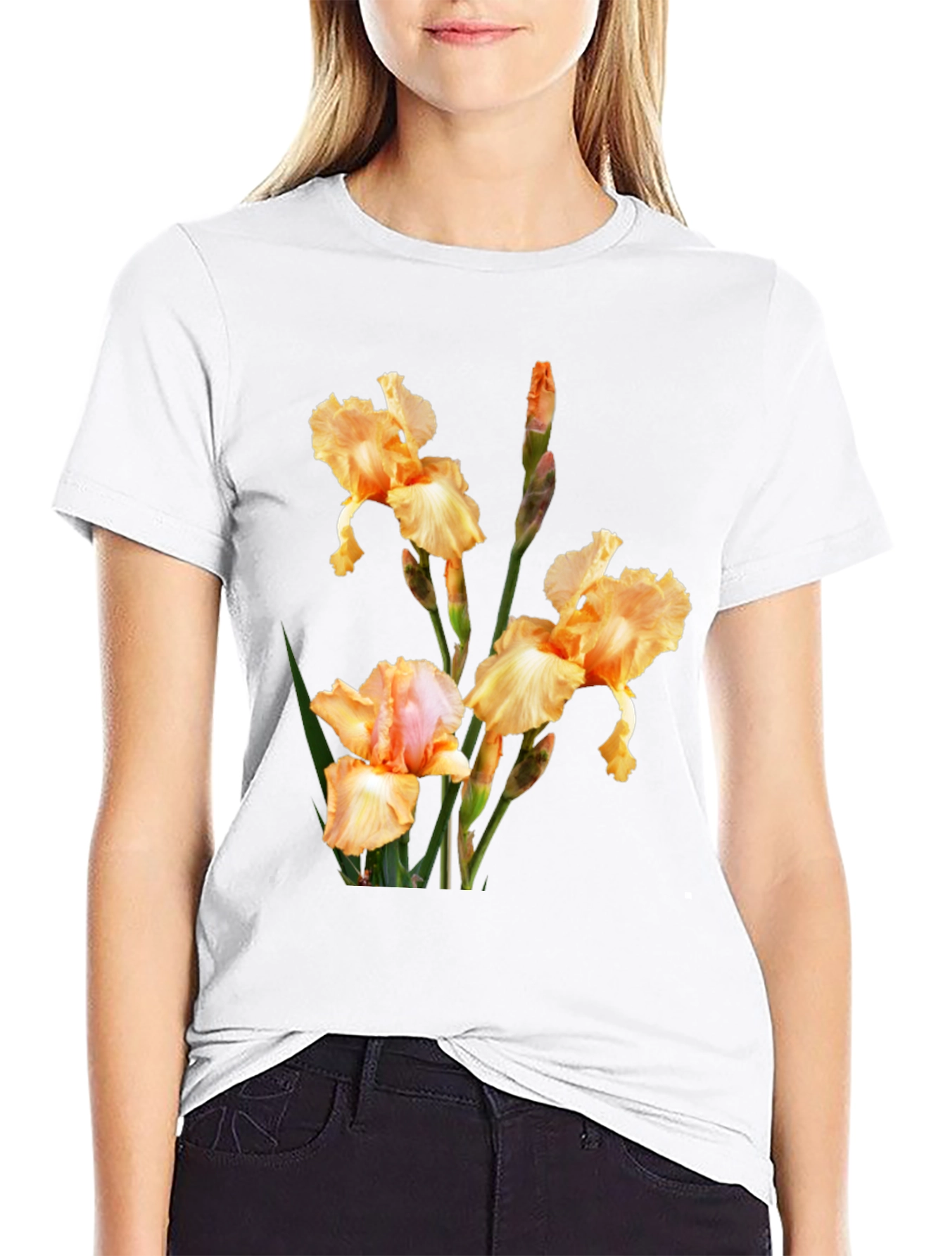 Floral Print T-Shirt - Iris Design
