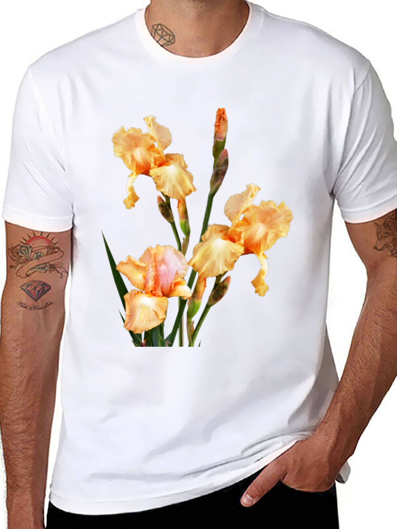 Floral Print T-Shirt - Iris Design
