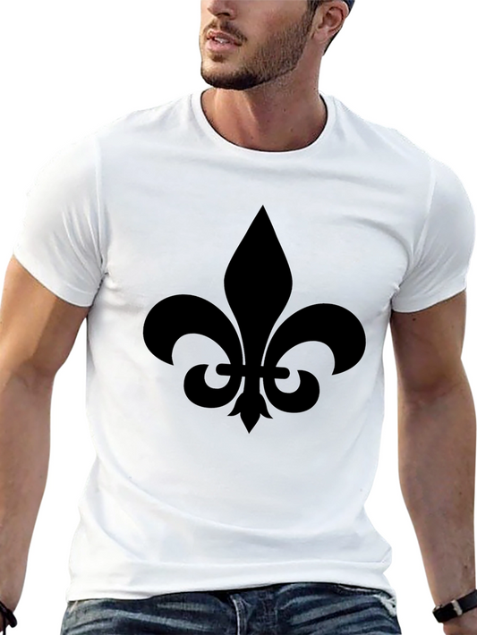 Fleur-de-lis Graphic Tee - Black Casual Style