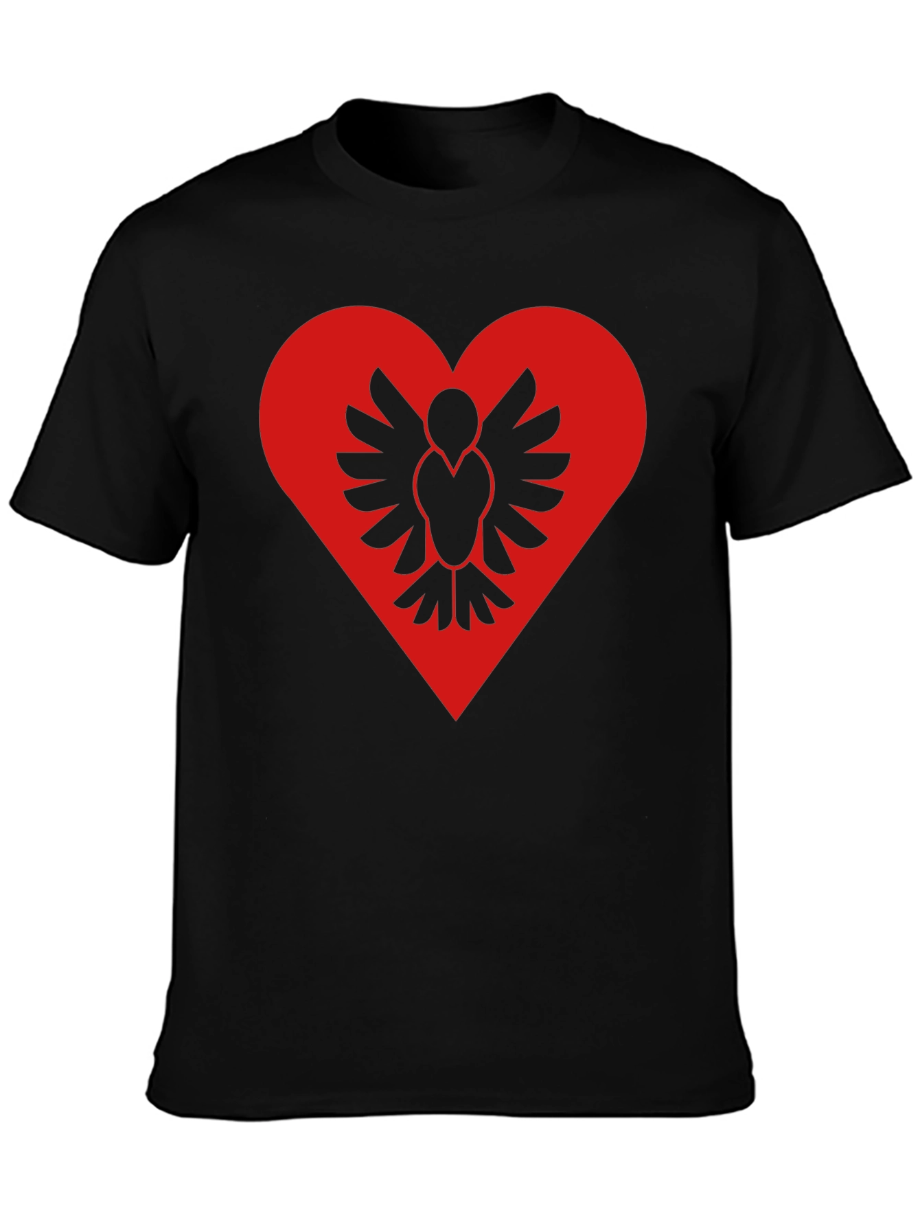 Albanian Pride Heart T-Shirt - Black Cotton Tee