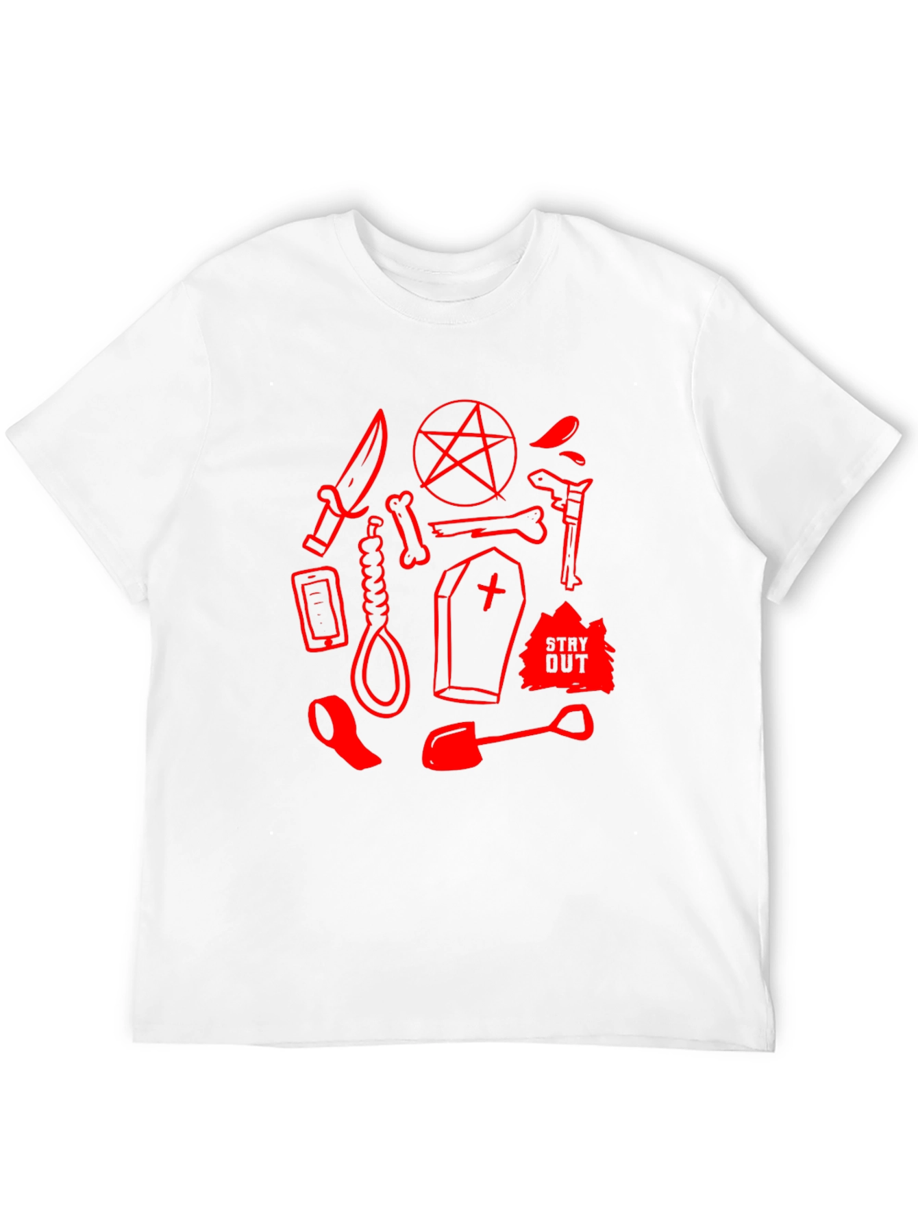 Mens Black Graphic Tee - Stay Out Design
