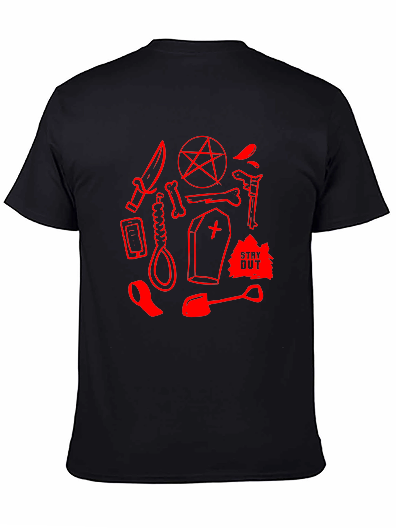 Mens Black Graphic Tee - Stay Out Design