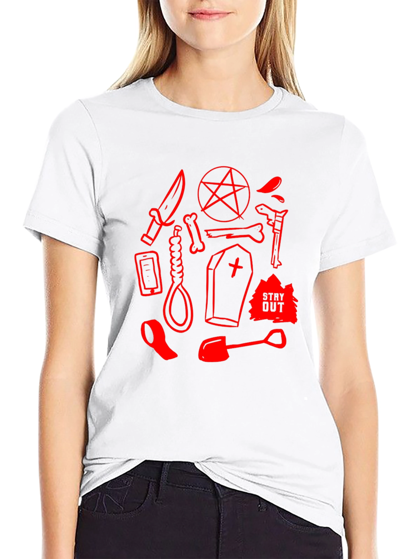 Mens Black Graphic Tee - Stay Out Design
