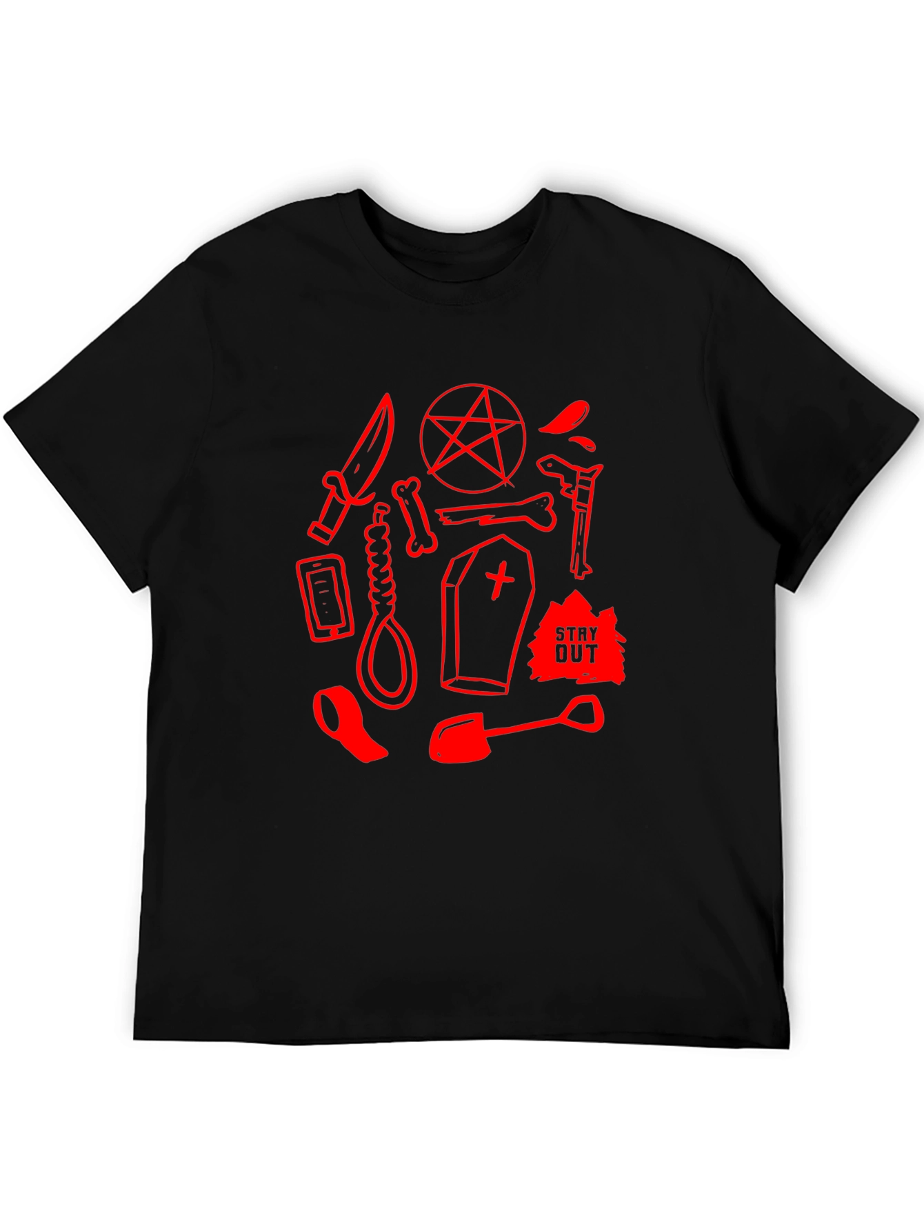 Mens Black Graphic Tee - Stay Out Design