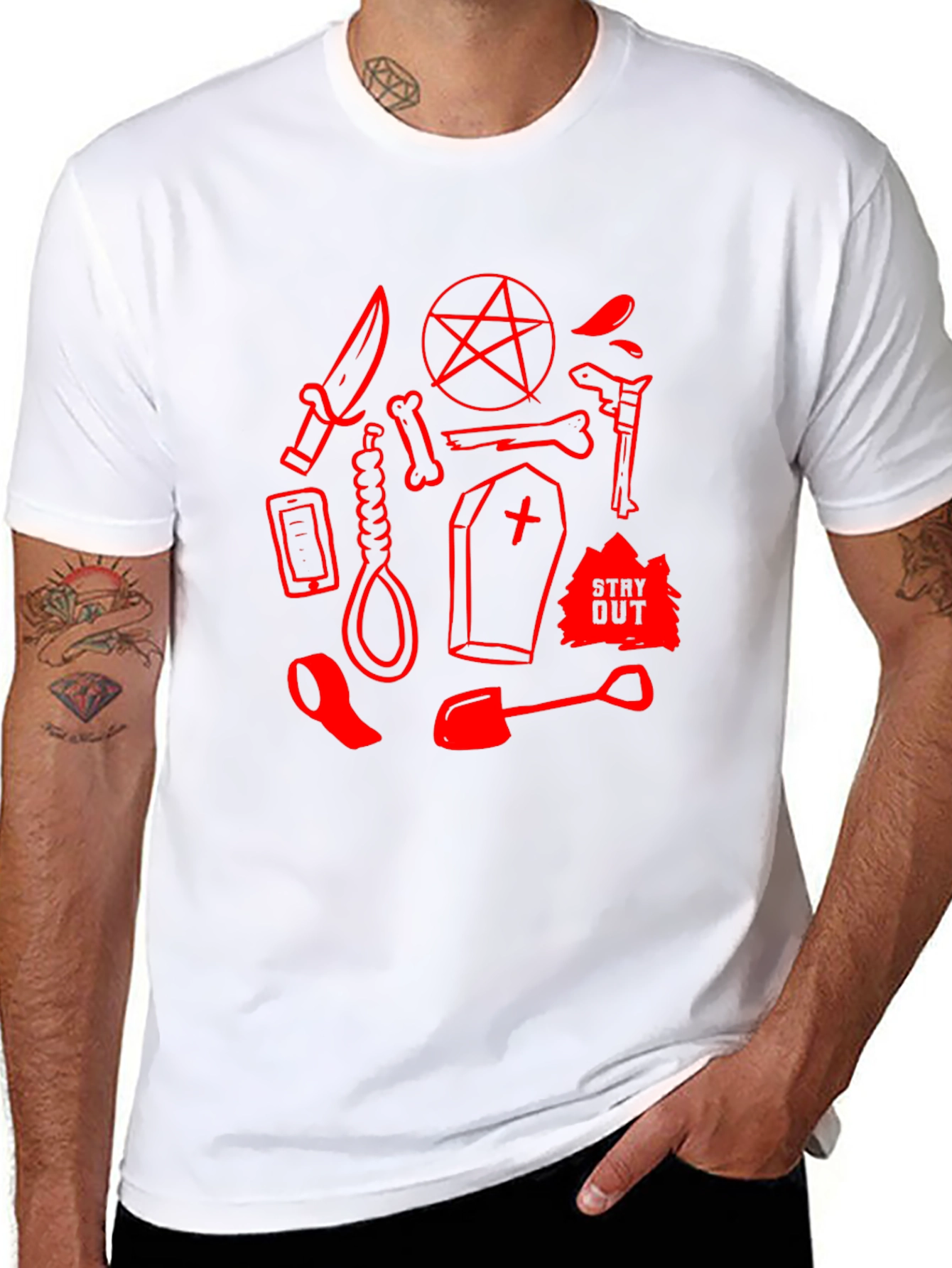 Mens Black Graphic Tee - Stay Out Design