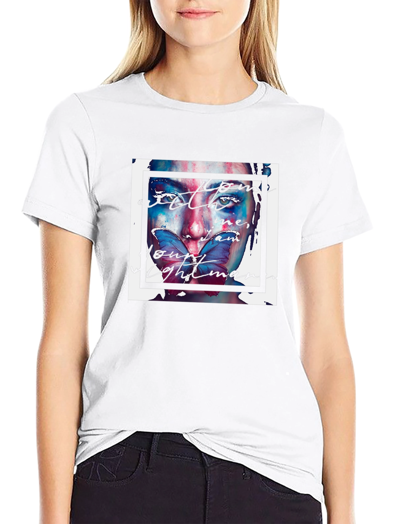 Artistic Butterfly Face Graphic Tee