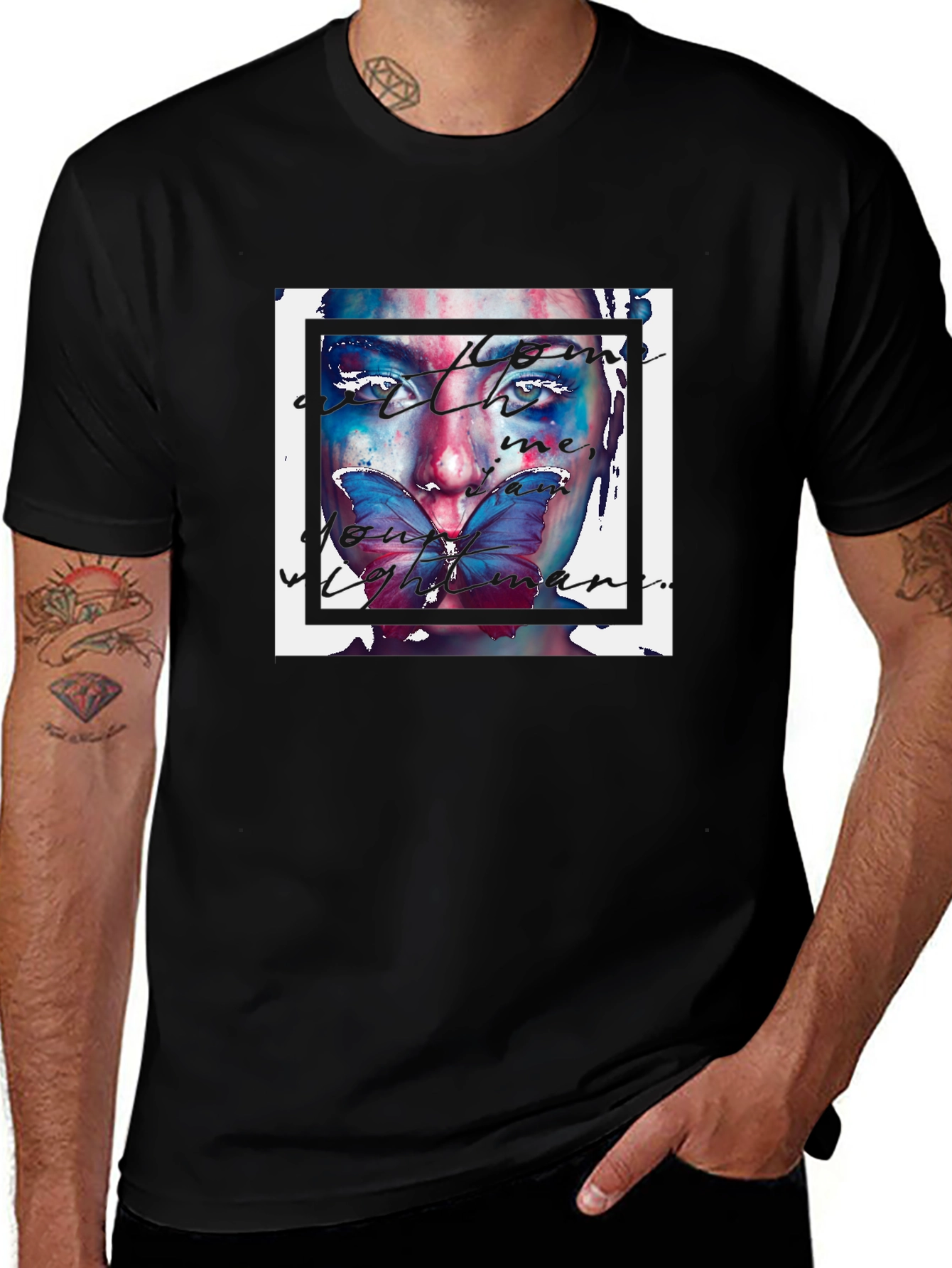 Artistic Butterfly Face Graphic Tee