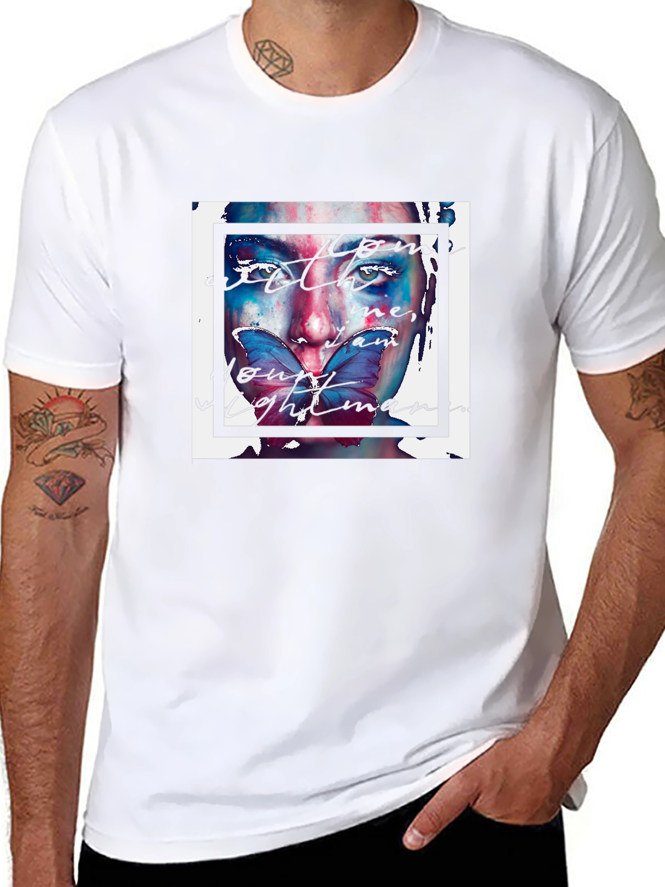 Artistic Butterfly Face Graphic Tee
