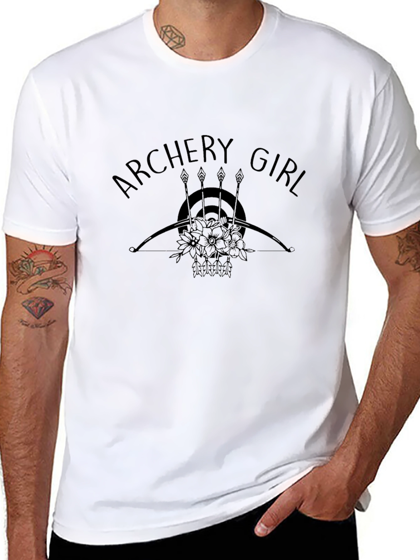 Archery Girl Black Graphic T-Shirt