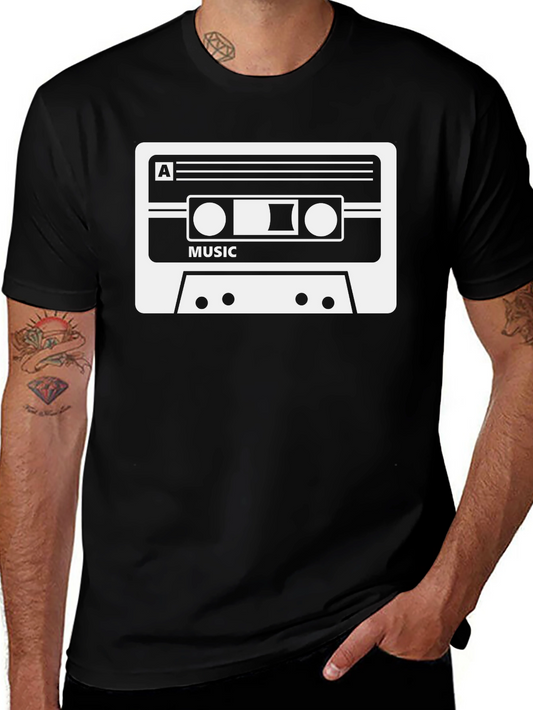 Retro Cassette Tape Music T-Shirt - Black