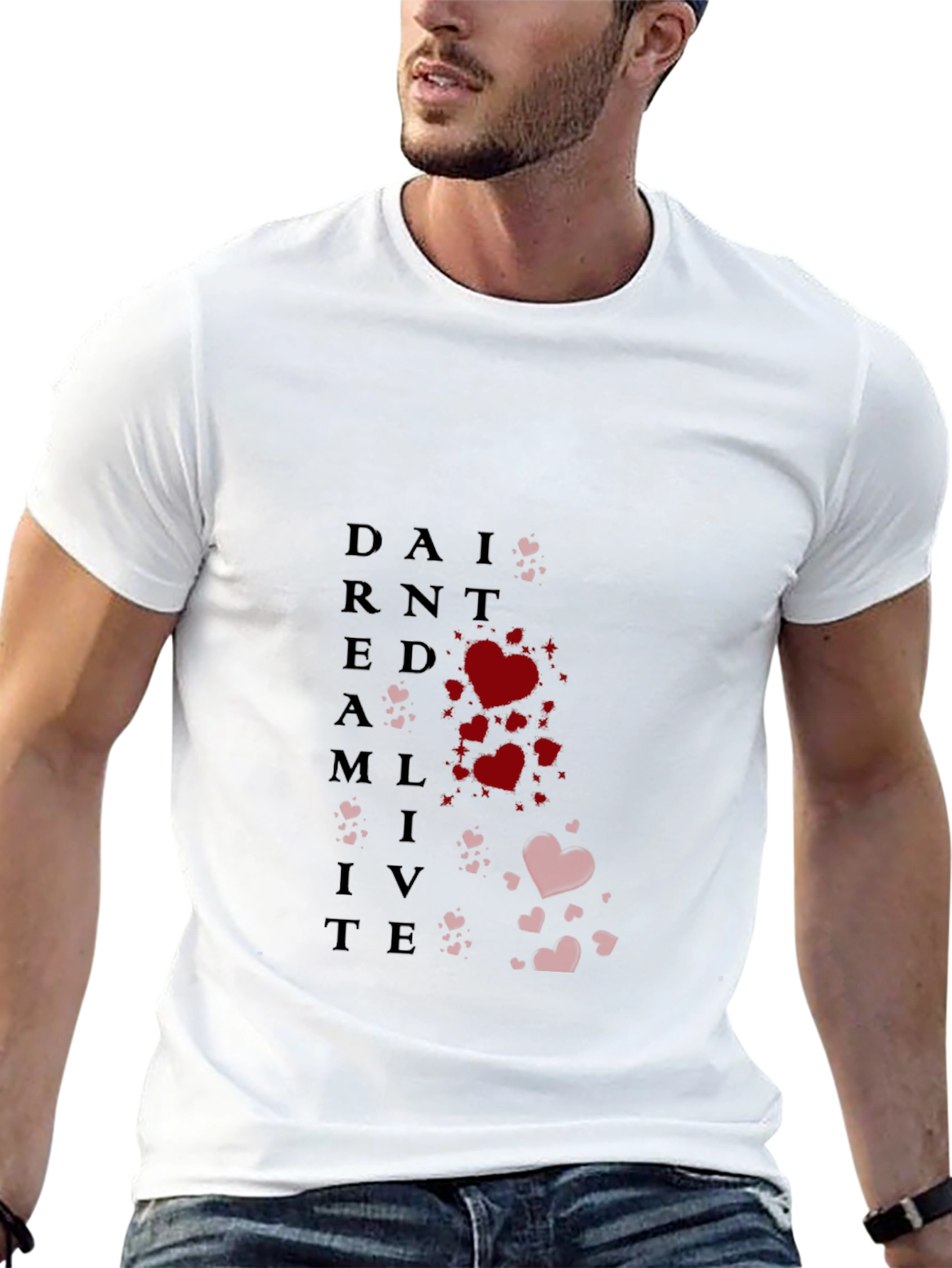 Dream Live Heart Graphic Tee - Black Cotton