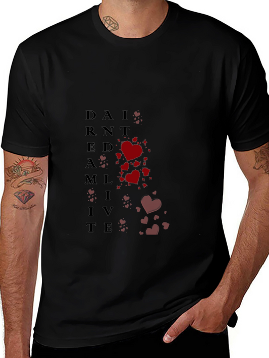 Dream Live Heart Graphic Tee - Black Cotton