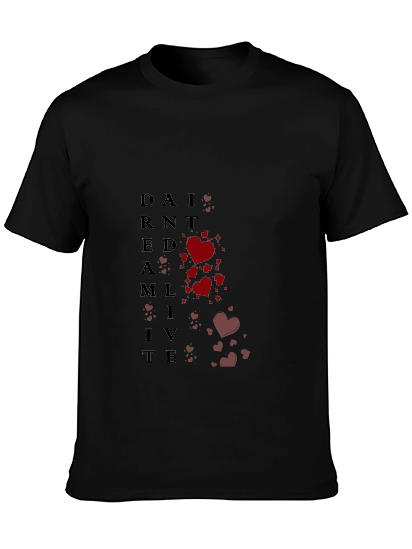 Dream Live Heart Graphic Tee - Black Cotton