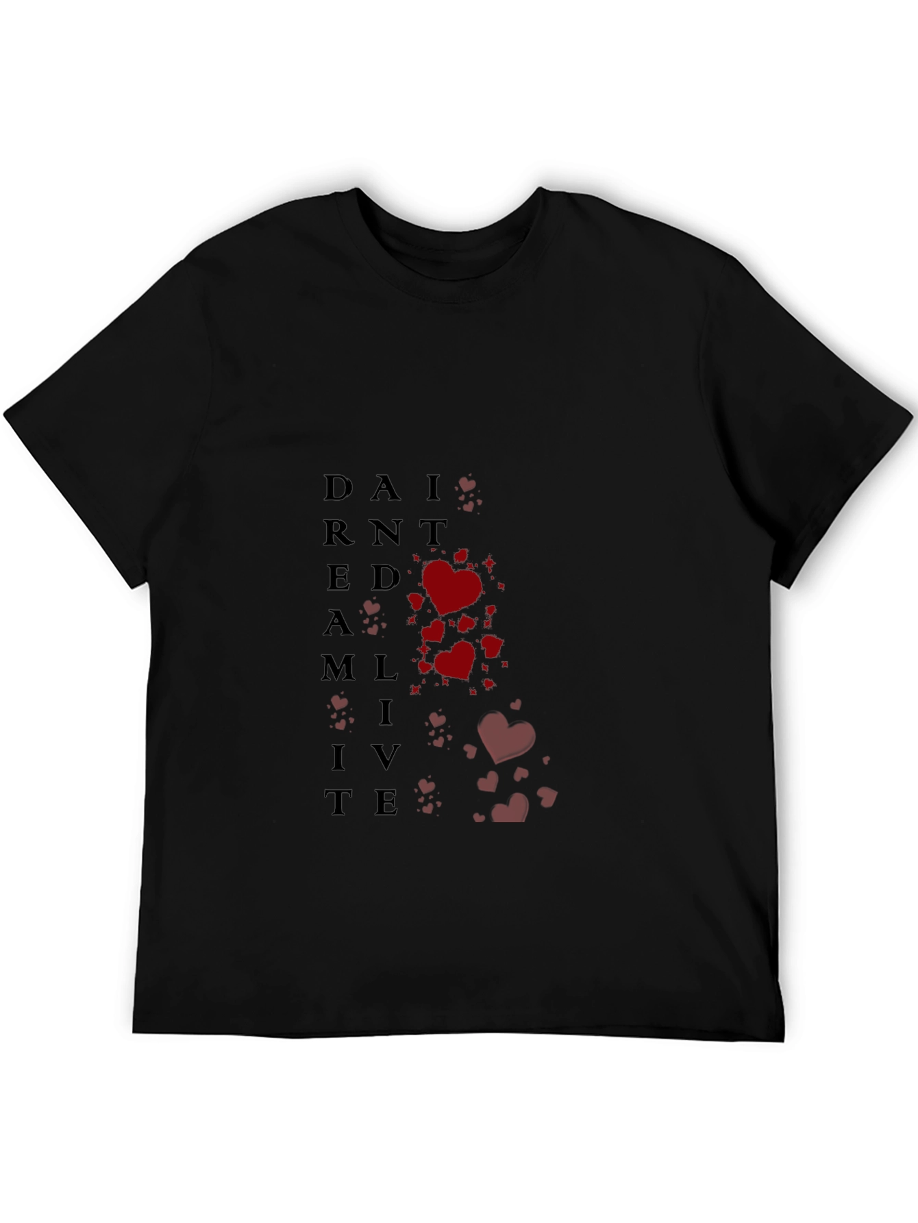 Dream Live Heart Graphic Tee - Black Cotton