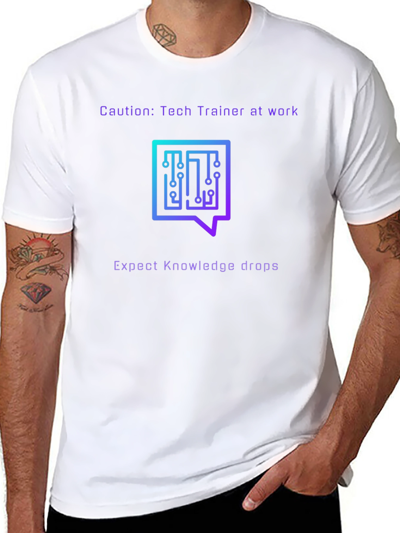 Tech Trainer T-Shirt - Caution: Knowledge Drops