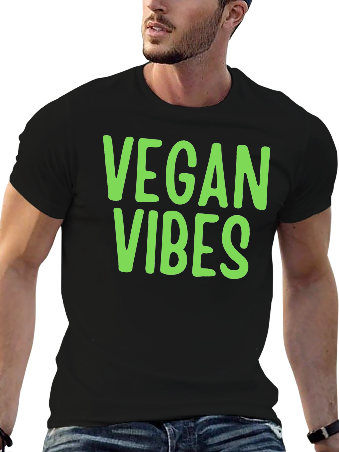 Vegan Vibes T-Shirt - Black Casual Style
