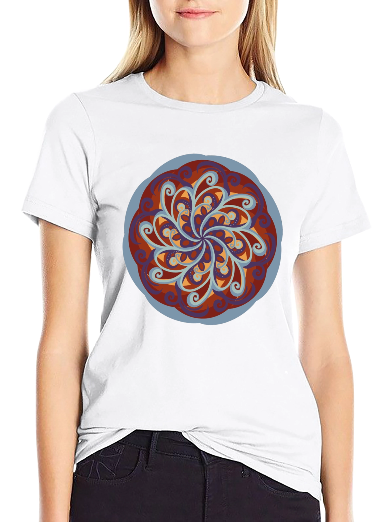 Abstract Mandala Graphic Black T-Shirt