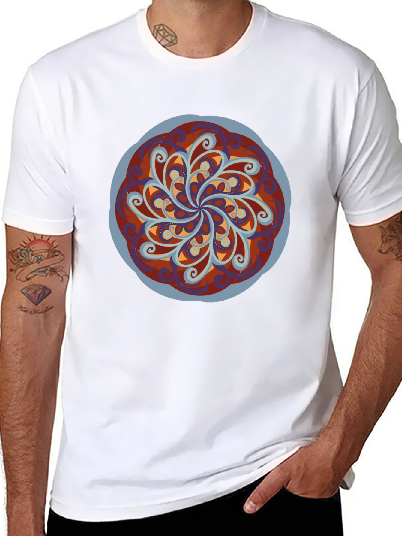 Abstract Mandala Graphic Black T-Shirt