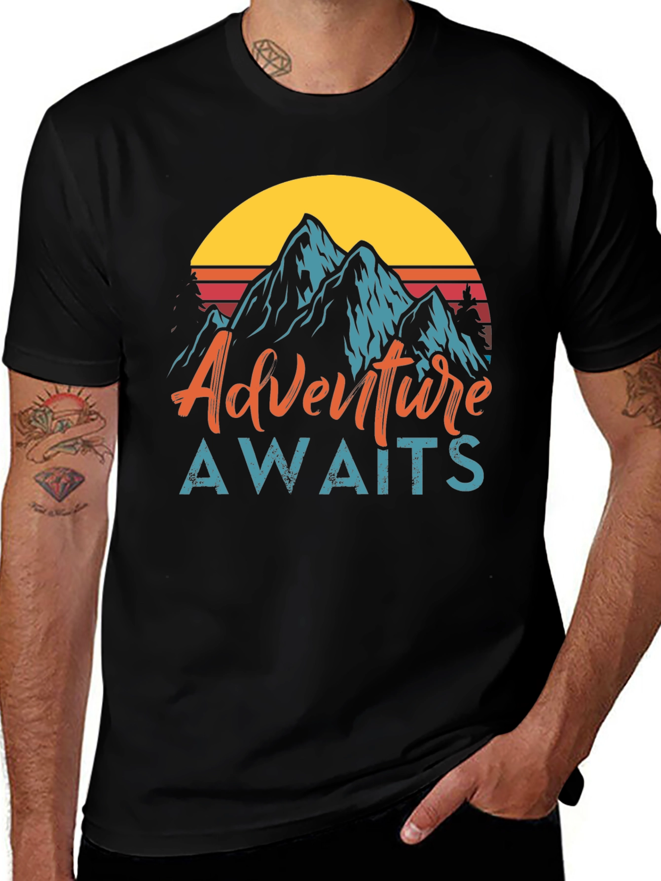 Adventure Awaits Graphic Tee - Mountain Design