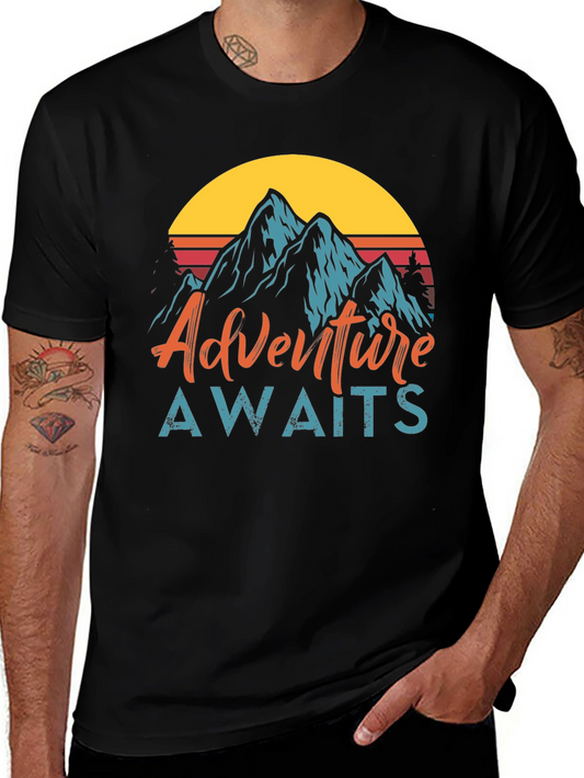Adventure Awaits Graphic Tee - Mountain Design