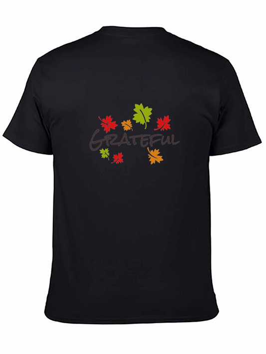 Grateful Autumn Leaves Black T-Shirt
