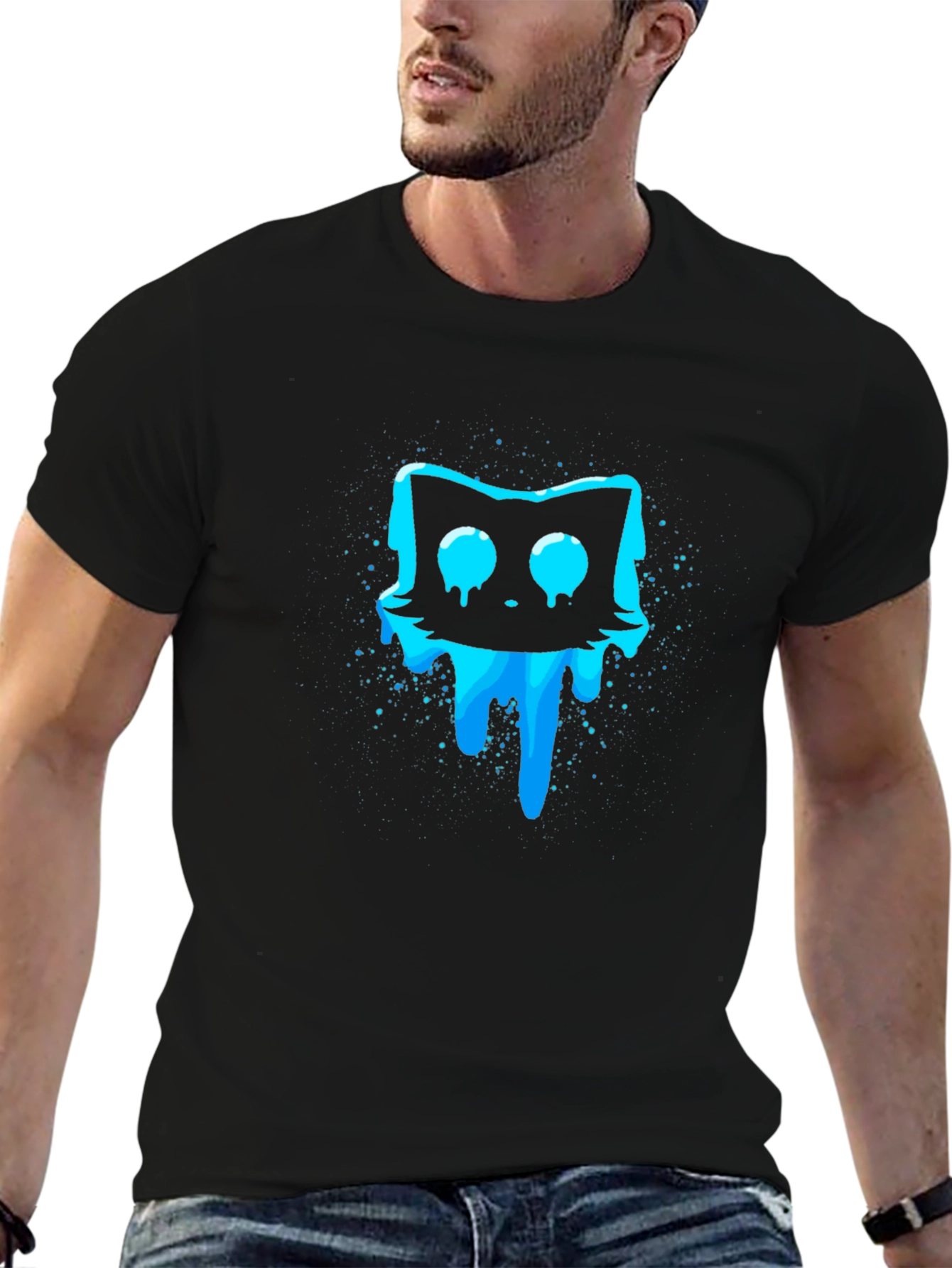 Meltdown Cat Graphic T-Shirt - Black