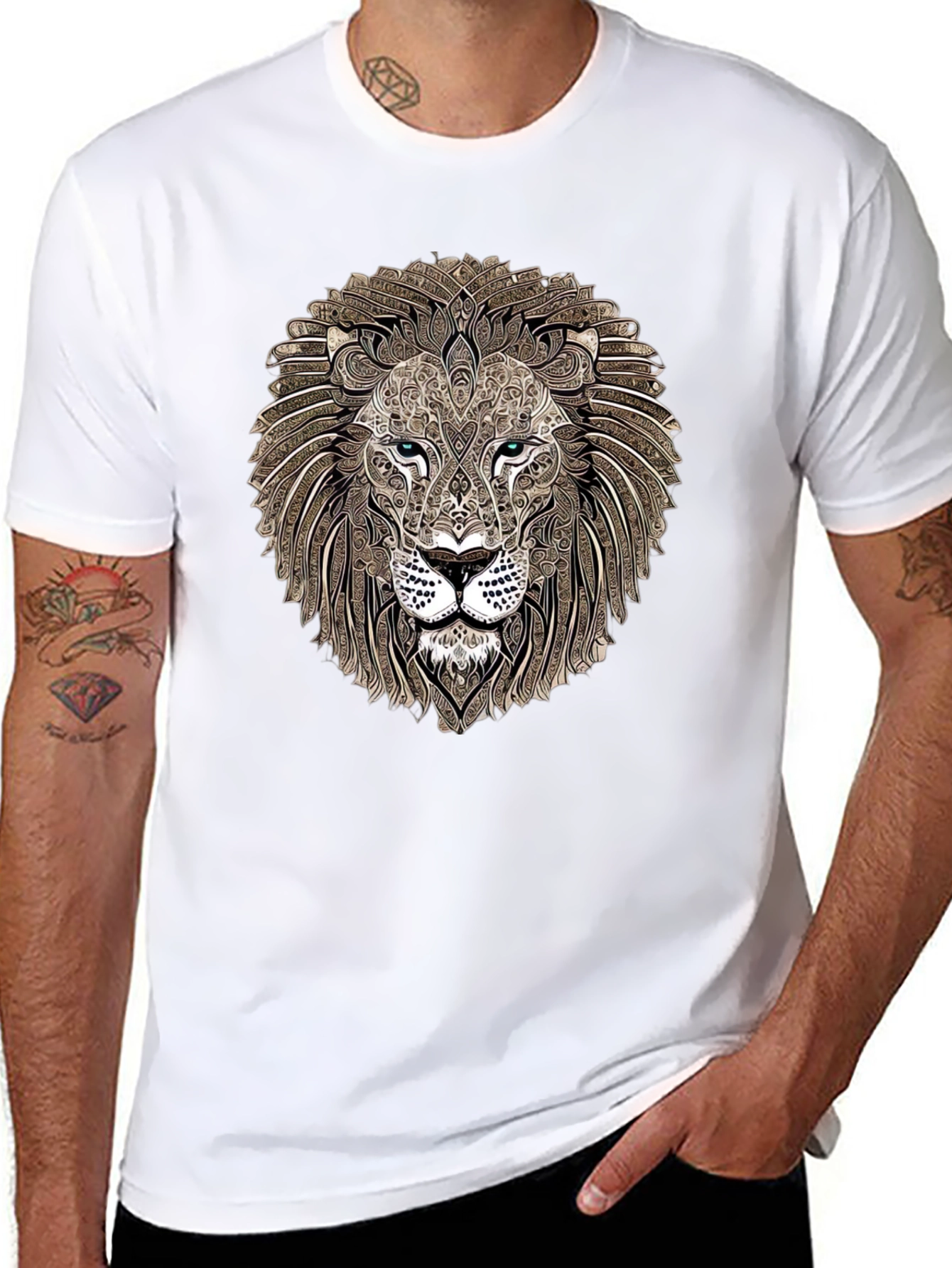 Lion Head Graphic Print T-Shirt