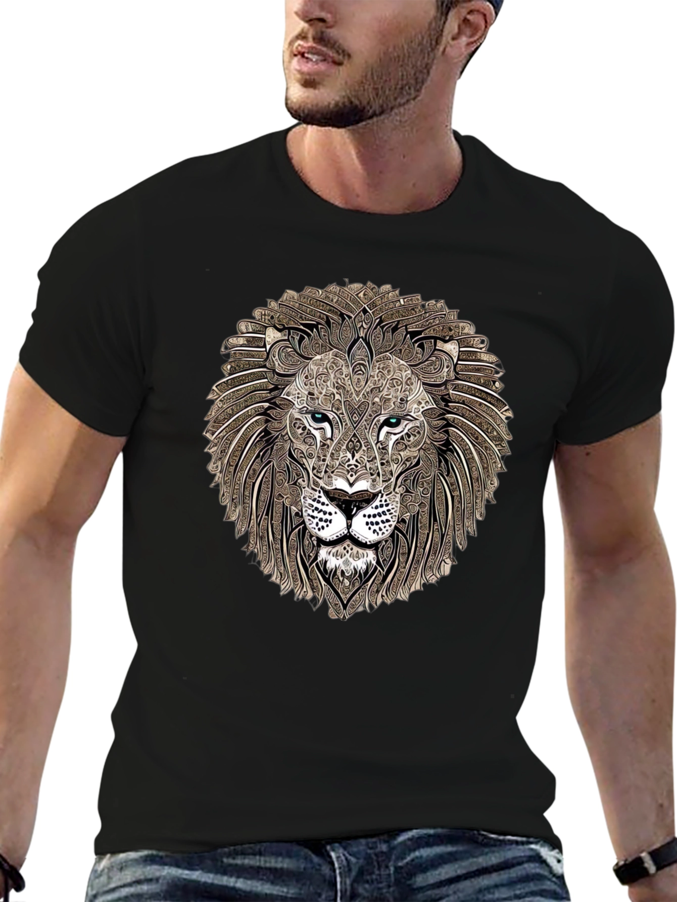 Lion Head Graphic Print T-Shirt
