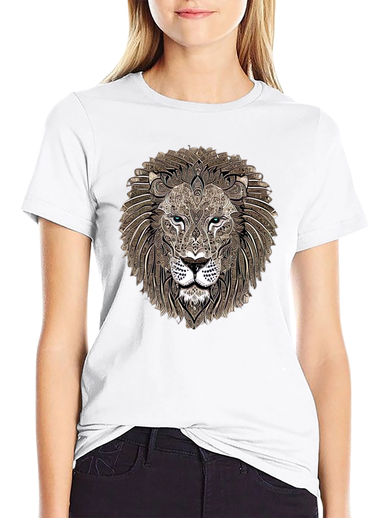Lion Head Graphic Print T-Shirt